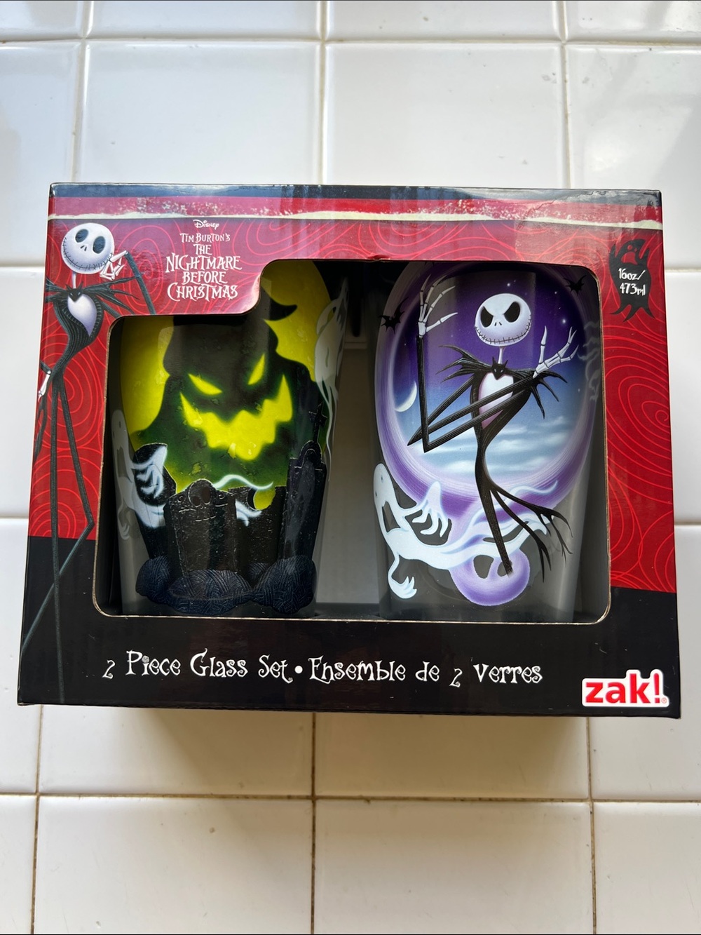 Disney The Nightmare Before Christmas 2-Piece Glass Set - Red & Green